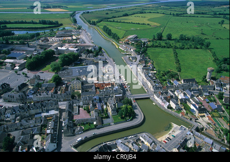 Francia, Calvados, Isigny sur Mer (vista aerea) Foto Stock