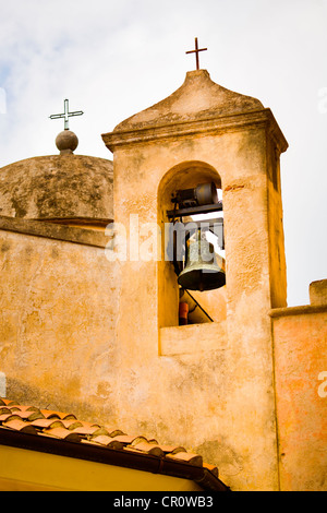 Torre campanaria, chiesa, Porto Azzurro, Isola d'Elba, Italia, Europa Foto Stock