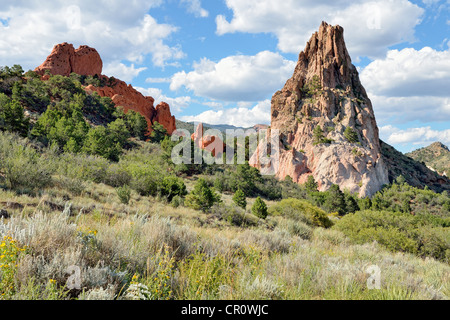 Rocce grigie o Cattedrale Rock, Giardino degli dèi, rosse rocce di arenaria, Colorado Springs, Colorado, STATI UNITI D'AMERICA Foto Stock