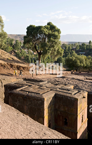 Etiopia Amhara Region Lalibela Bet Giorgis monolithic chiesa dedicata a San Giorgio patrono di Etiopia elencati come il mondo Foto Stock