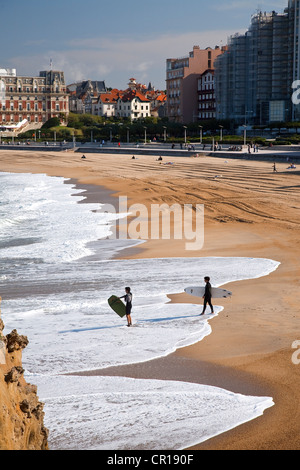 Francia, Pirenei Atlantiques, Biarritz, Grande Plage Foto Stock