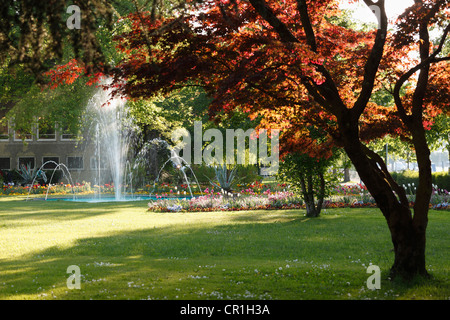 Giardini della città, Lindau sul Lago di Costanza, Svevia, Baviera, Germania, Europa PublicGround Foto Stock