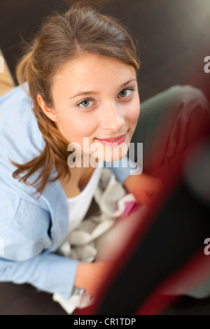 Close up dei womans volto sorridente Foto Stock