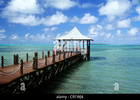 Mauritius Grand Port District, Mahebourg, pontile sul mare Foto Stock