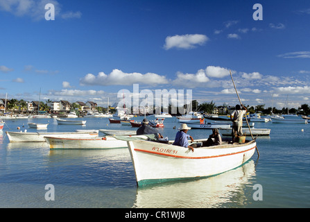 Maurizio, Distretto di Riviere du Rempart, Grand-Baie, barche nella baia Foto Stock