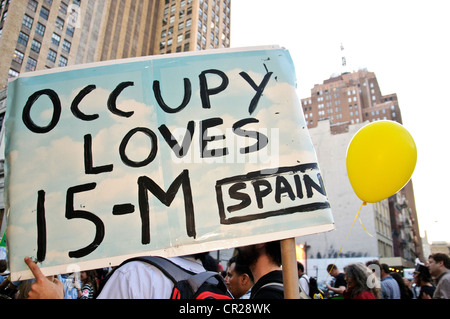 Giorno di maggio Maggio 1, 2012, occupano Wall Street, Manhattan New York City Foto Stock