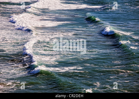 La bellezza delle onde in arrivo e navigare lungo dell'Oregon costa sud della Contea di Curry a Boardman parco dello stato. Foto Stock