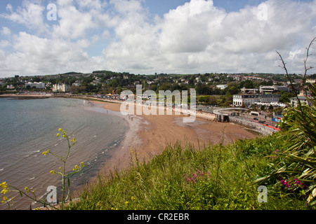 Tore Abbey Sands Torquay Beach cercando dal Rock a piedi, Torquay, Devon, Regno Unito. Foto Stock