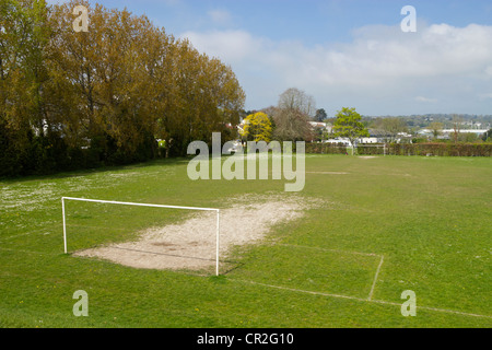 Parco Campo da calcio e obiettivi in Falmouth Cornwall Regno Unito. Foto Stock