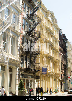Facciate di edifici in SoHo Ghisa Historic District, NYC Foto Stock