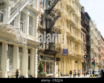 Facciate di edifici, SoHo Ghisa Historic District, NYC Foto Stock