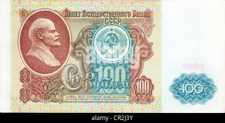 Banconota storico, 100 Unione Sovietica rubli 1991 Foto Stock