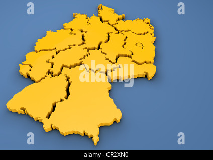 Contorno, Stati federali della Germania, 3D illustrazione Foto Stock