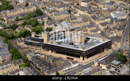 Veduta aerea del Lloyds Banking Group - Halifax Head Office, ex Halifax Building Society Headquarters a Halifax Foto Stock