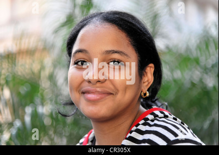 Ragazzo cubano, scolaro, ritratto, l'Avana, Cuba, Antille Maggiori, Caraibi, America Centrale, America Foto Stock