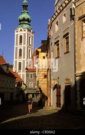 Repubblica ceca, della Boemia Meridionale, Cesky Krumlov, patrimonio mondiale dell UNESCO, old town Foto Stock