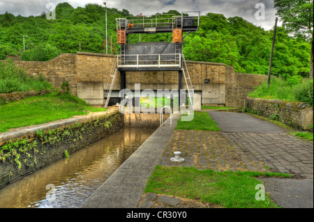 Serratura a ghigliottina a ponte Stainland, Halifax Foto Stock