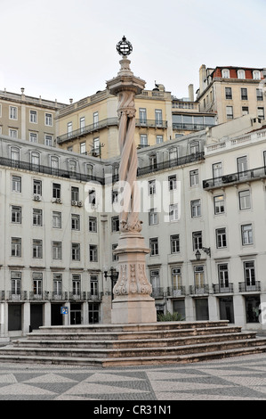 Pelourinho de Lisboa, Praca do piazza Municipio, gogna sulla piazza del municipio di Lisbona, Portogallo, Europa Foto Stock