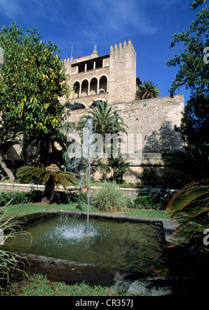 Isole Baleari Spagna, Maiorca, città di Palma, Almudaina Palace (Palau de l'Almudaina) costruito 1281 Foto Stock