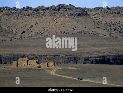 La Mauritania, Regione di Adrar, hikking da quattro per quattro nel deserto, Fort Saganne Foto Stock