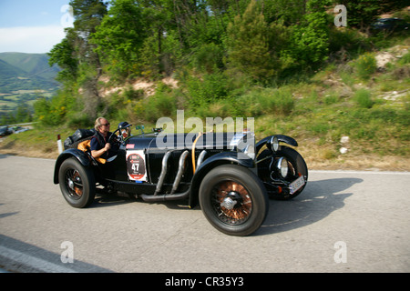 Mercedes SSK, Helmut Rothenberger, Silvia Rothenberger, numero di partenza 47, hill race, vintage corsa automobilistica Mille Miglia o 1000 miglia Foto Stock