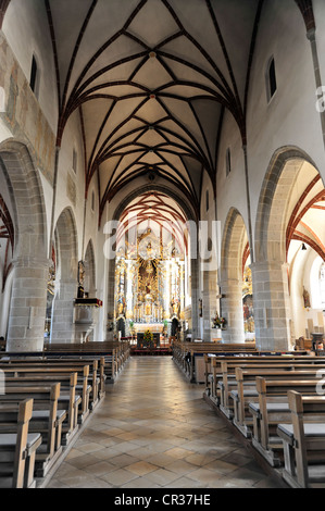 Vista interna, Marienmuenster Chammuenster cattedrale, fondata come un monastero a 739, Chammuenster, Baviera, Germania, Europa Foto Stock