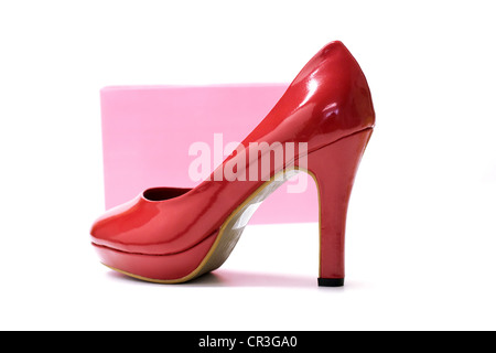 Rosso tacco alto scarpa Foto Stock