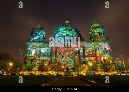 Festival delle Luci, Cattedrale di Berlino, Berliner Dom, di notte, quartiere Mitte di Berlino, Germania, Europa Foto Stock