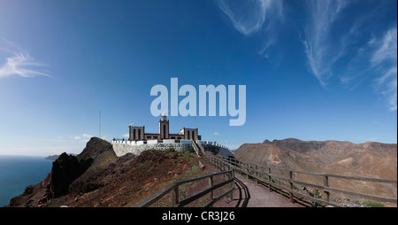 Panorama, Faro de la Punta Entallada, Fuerteventura, Isole Canarie, Spagna, Europa Foto Stock