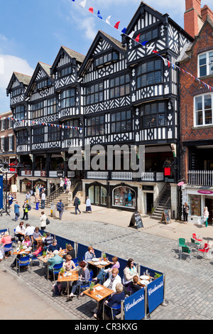 Chester righe coperta era medievale passerelle di Chester Cheshire England Regno Unito GB EU Europe Foto Stock