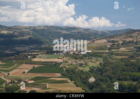 Paesaggio collinare nei pressi di Castino, Cuneo, Piemonte, Italia, Europa Foto Stock