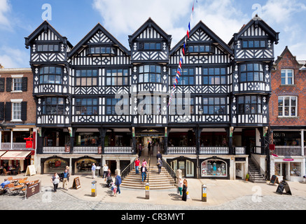 Chester righe coperta era medievale passerelle di Chester Cheshire England Regno Unito GB EU Europe Foto Stock