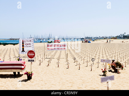 "Arlington West' memorial in "Santa Barbara" California Foto Stock