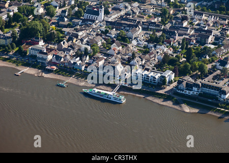 Vista aerea, cittadina di Bad Breisig, il fiume Reno, Renania-Palatinato, Germania, Europa Foto Stock