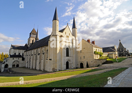 Abbazia, l'Abbaye de Fontevraud abbey, monastero, una chiesa, un museo, Fontevraud Abbaye, dipartimento di Maine-et-Loire Foto Stock