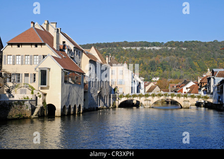 Musee Gustave Corbet museum, che prende il nome dal pittore, luogo di nascita, museo, fiume Loue, villaggio, Ornans, Besancon Foto Stock