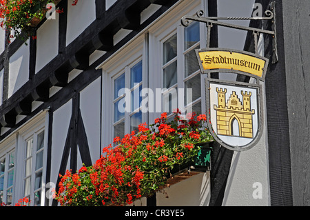 Museo della città, segno, centro storico, casa in legno e muratura, Freudenberg Siegerland regione Renania settentrionale-Vestfalia, PublicGround Foto Stock