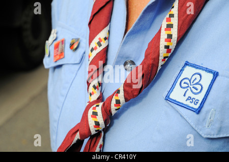Maglietta, sciarpa, ingranaggio, badge, PSG Associazione tedesca di scoutismo cattolico, Girl Scouts, Germania, Europa Foto Stock