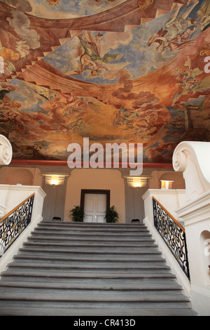 Affresco sopra le scale principali "Monache sulla strada fino a Dio", il monastero Chotěšov, Repubblica Ceca Europa. Foto di Willy Matheisl Foto Stock