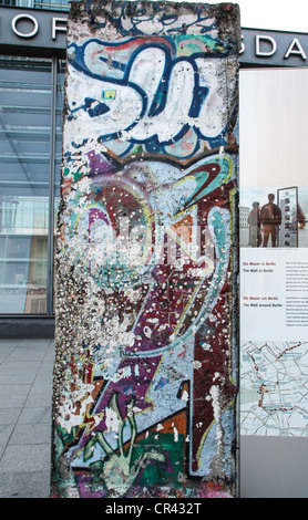 Le sezioni del muro di Berlino a Potsdamer Platz a Berlino, Germania Foto Stock