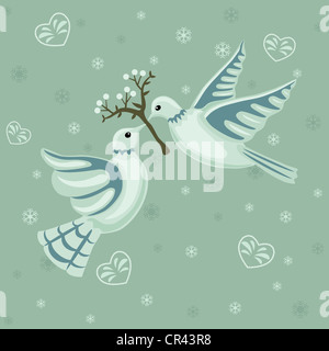 Natale seamless pattern per carte di avvolgimento o biglietti d'auguri. In stile vintage con le colombe e vischio. Pronta per la piastrella. Foto Stock