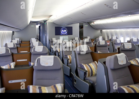 Nella sezione Business Class di Lufthansa Boeing 747-8. Foto Stock
