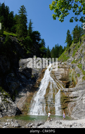 Lainlbach cascata, Jachenau, Alta Baviera, Baviera, Germania, Europa Foto Stock