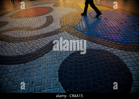 La Rambla, Plaça de la Boqueria, o Pla de l'Ós, con mosaico di Joan Miró di Barcellona e della Catalogna, Spagna, Europa Foto Stock