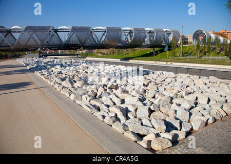 Puente Monumental de Arganzuela, fiume Manzanares, a Madrid Rio, uno sviluppo ecologico nella città di Madrid, Spagna, Europa Foto Stock