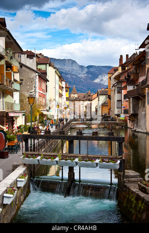 Thiou canal, Annecy, Haute Savoie, Francia, Europa Foto Stock