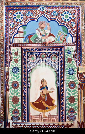 India Rajasthan, regione di Shekhawati, Fatehpur, Nadine Le Prince Haveli, centro culturale per promuovere arte indiana e Foto Stock