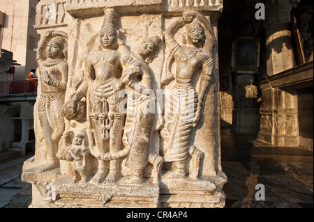 India Rajasthan, Udaipur, Palazzo di Città, Jagdish tempio dedicato a Laxmi Narayan dio indù Foto Stock