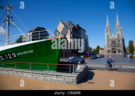 Il Amandine, una pesca di altura barca convertito in un museo, a Ostenda, Belgio, porto di Ostenda, Fiandre Occidentali, Belgio Foto Stock