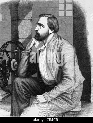 Johann Gottfried Kinkel (1815 - 1882), theologican, poeta, politican, acciaio incisione, prima del 1880 Foto Stock